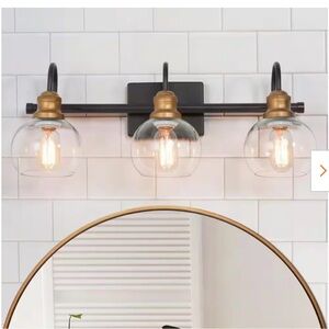 New LNC Three-Light Black and aged brass bathroom Wall Vanity light